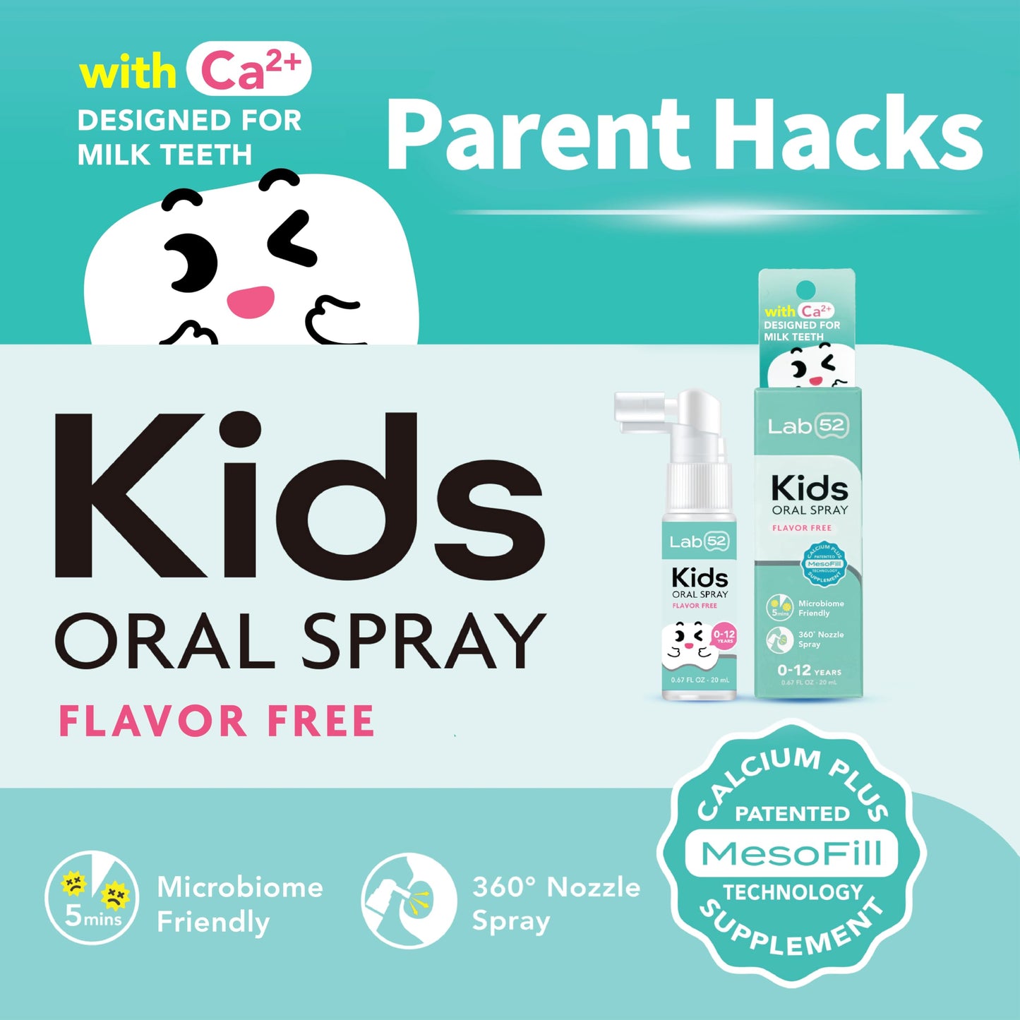 LAB52 Kids Oral Spray – Fluoride Free Toddler Care (Newborn–Preschool)
