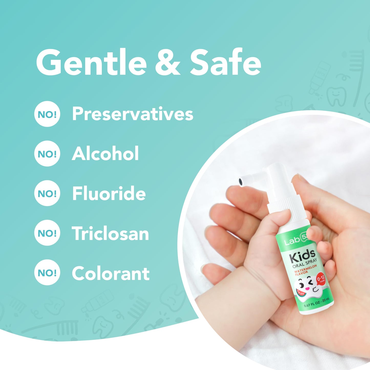 LAB52 Kids Oral Spray – Fluoride Free Toddler Toothpaste Helper for Newborn to Preschoolers | Xylitol Watermelon Flavor