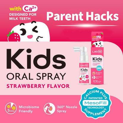LAB52 Kids Oral Spray – Fluoride Free Xylitol Strawberry Flavor for Newborn to Preschoolers | Daily Oral Care & Fresh Breath