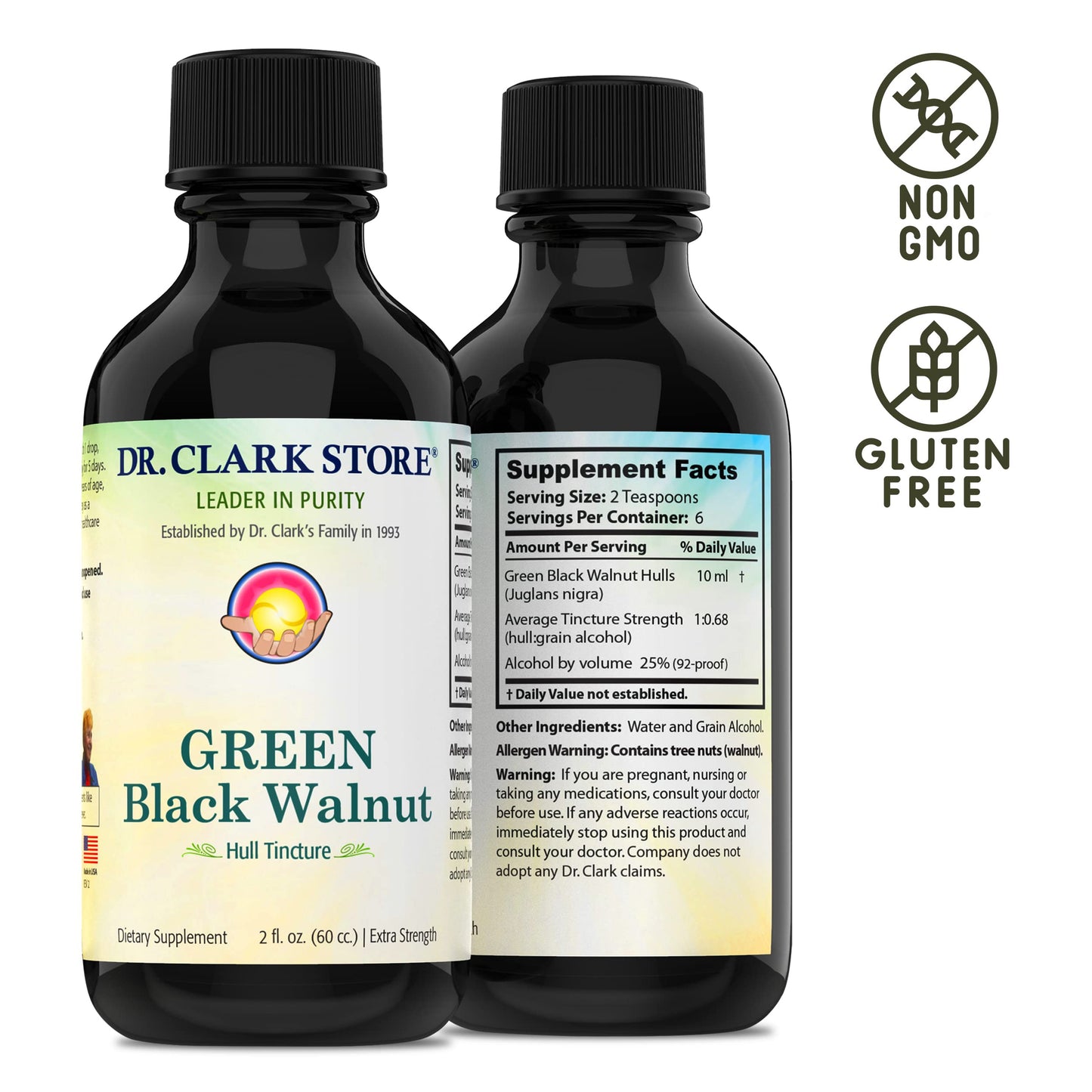 Original Green Black Walnut Hull Tincture (Extra Strength) by Dr. Hulda Clark - 2 Fl Oz