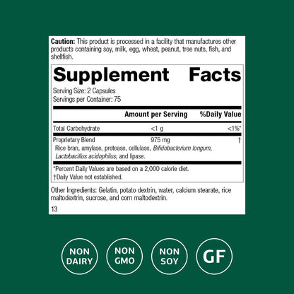 Standard Process Lact-ENZ: Gluten-Free Probiotic Digestive Support - 90 Capsules
