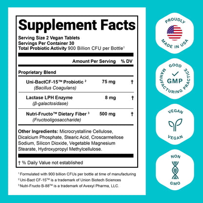 Nutrition Essentials Probiotics for Women and Men - Lactase Enzyme, Prebiotic Fiber, Vegan Formula