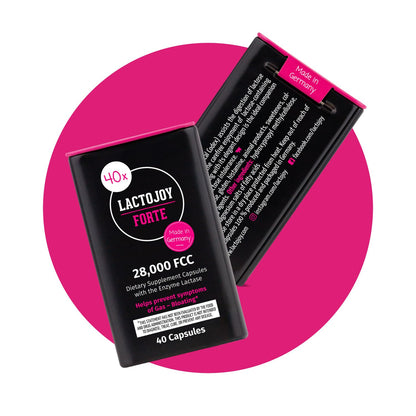 LactoJoy Forte Lactase Capsules - 28,000 FCC, Lactose Intolerance Relief, Vegan, Made in Germany