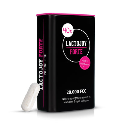 LactoJoy Forte Lactase Capsules - 28,000 FCC, Lactose Intolerance Relief, Vegan, Made in Germany