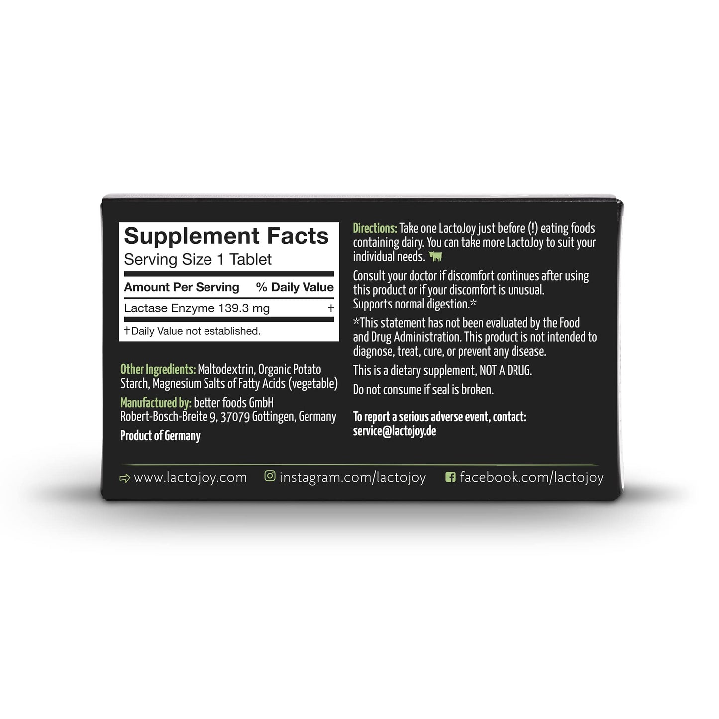 LactoJoy Lactase Pills 14,500 FCC – 45 Capsules for Lactose Intolerance