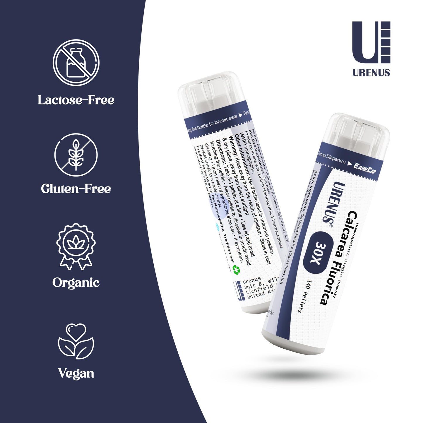 Cell Salt No. 1 Calcarea Fluorica (Calc Fluor) 30X Homeopathic Remedy 140 Pellets - EaseCap