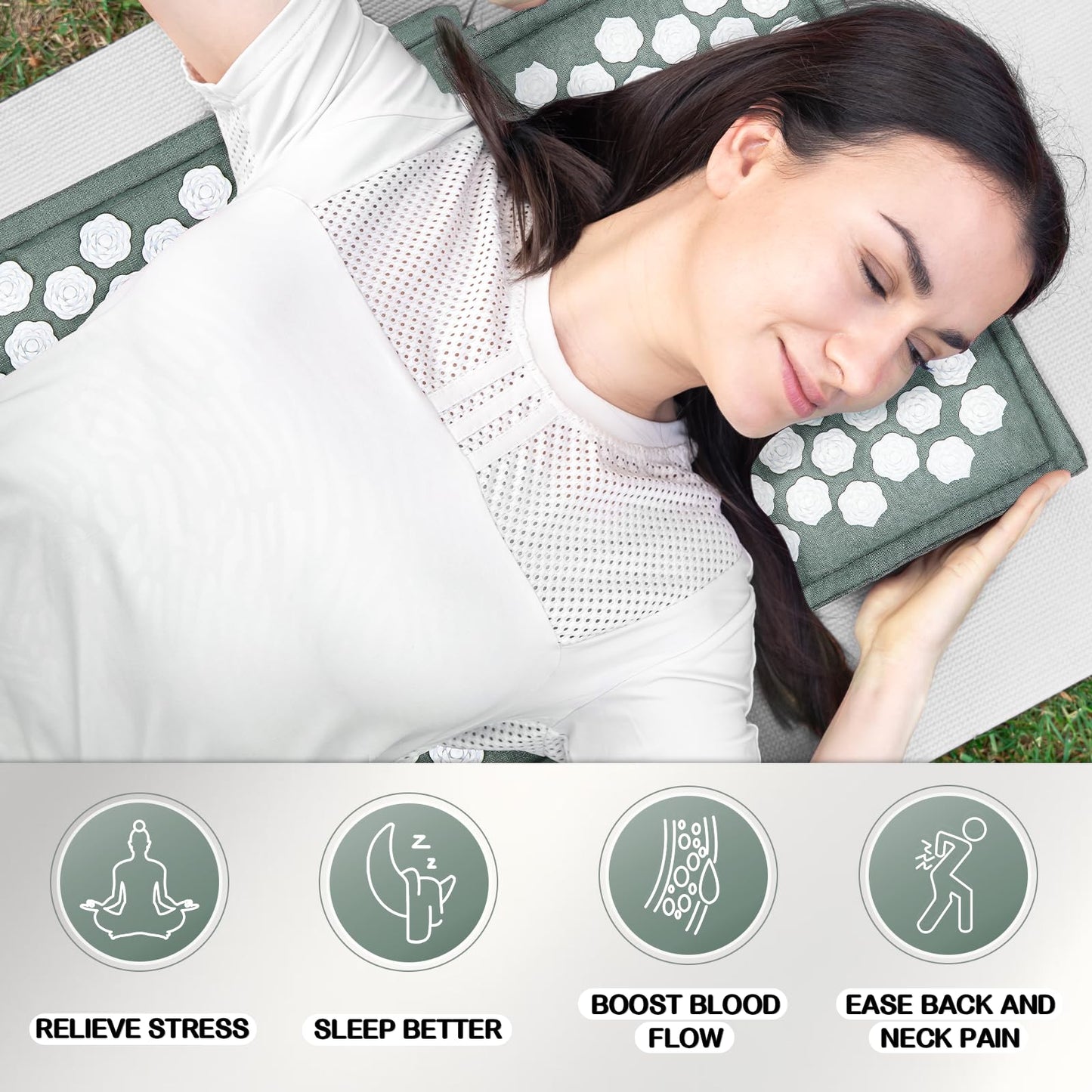 LadyRosian Acupressure Set for Back & Neck Pain Relief – Mat & Pillow
