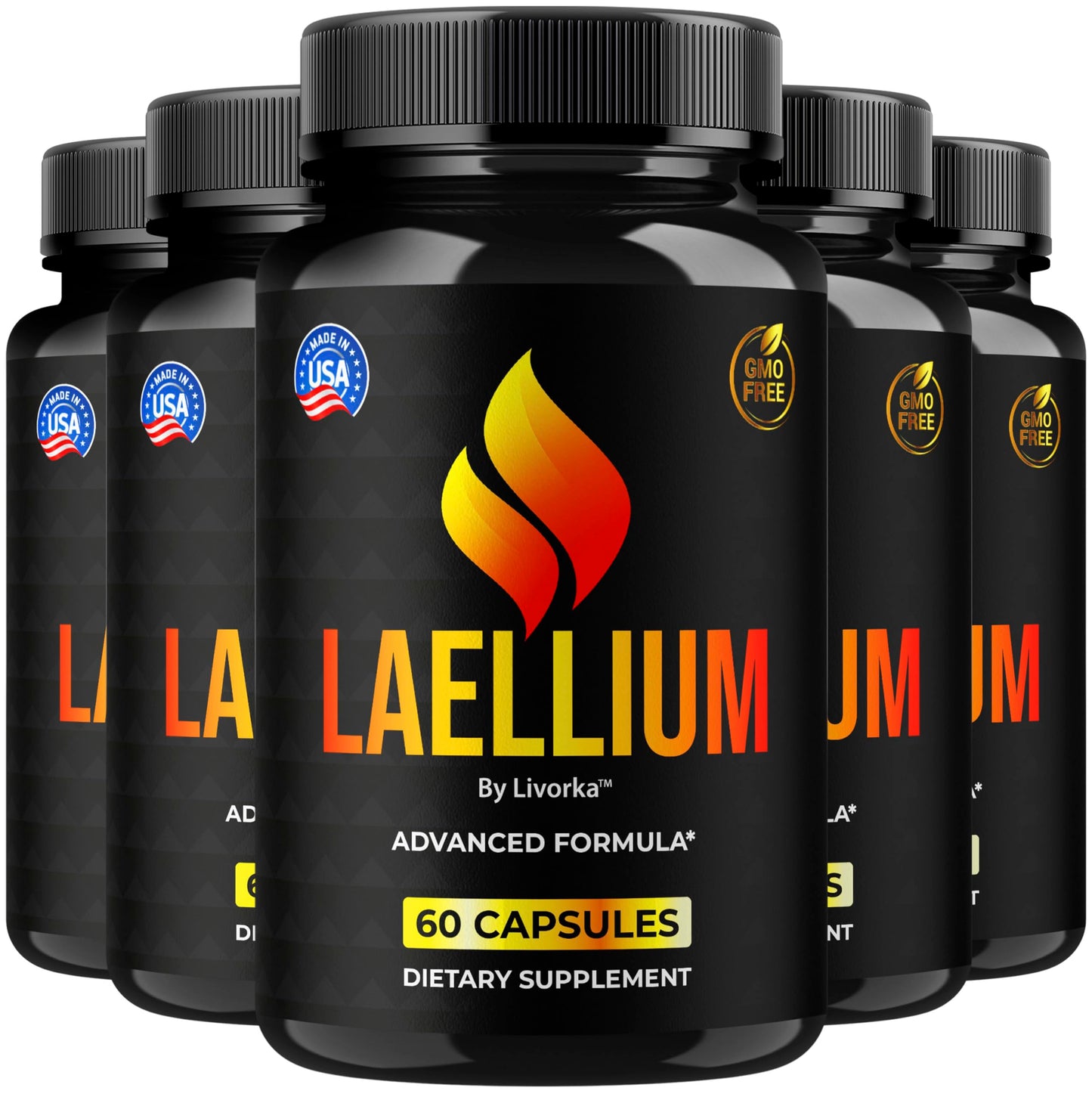 Laellium Pro Pills 5 Pack – All-Natural Daily Formula | LIVORKA Capsules, 300 Capsules