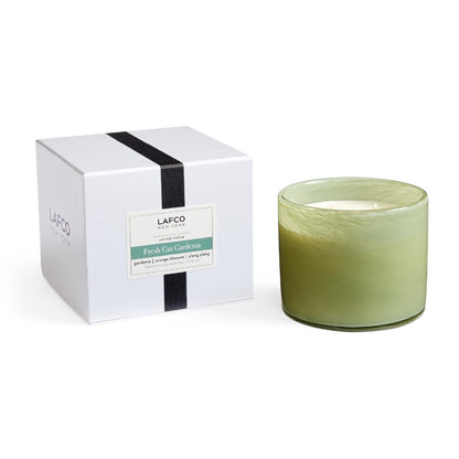 LAFCO New York 3-Wick Candle Fresh Cut Gardenia – 30 oz, 120-Hour Burn, Reusable Glass Vessel