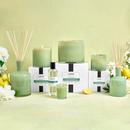 LAFCO New York 3-Wick Candle Fresh Cut Gardenia – 30 oz, 120-Hour Burn, Reusable Glass Vessel