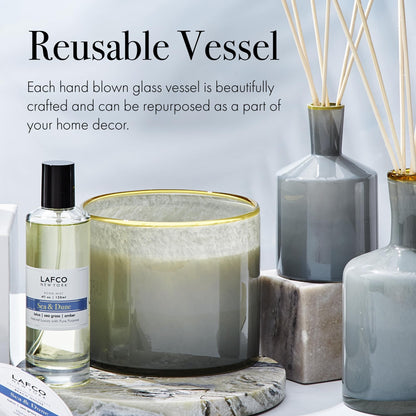 LAFCO New York Sea & Dune 3-Wick Candle - 30 oz, Hand-Blown Glass Vessel, Made in USA, 120-Hour Burn