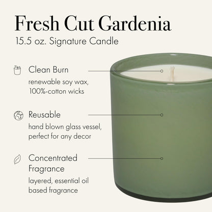 LAFCO New York Signature Candle: Fresh Cut Gardenia, 15.5 oz | 90-Hour Burn