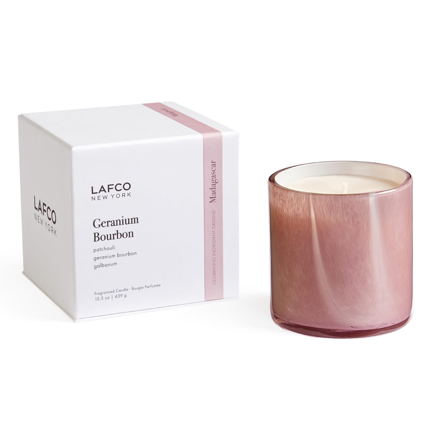 LAFCO New York Signature Candle Geranium Bourbon – 15.5 oz, 90-Hour Burn Time