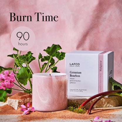 LAFCO New York Signature Candle Geranium Bourbon – 15.5 oz, 90-Hour Burn Time