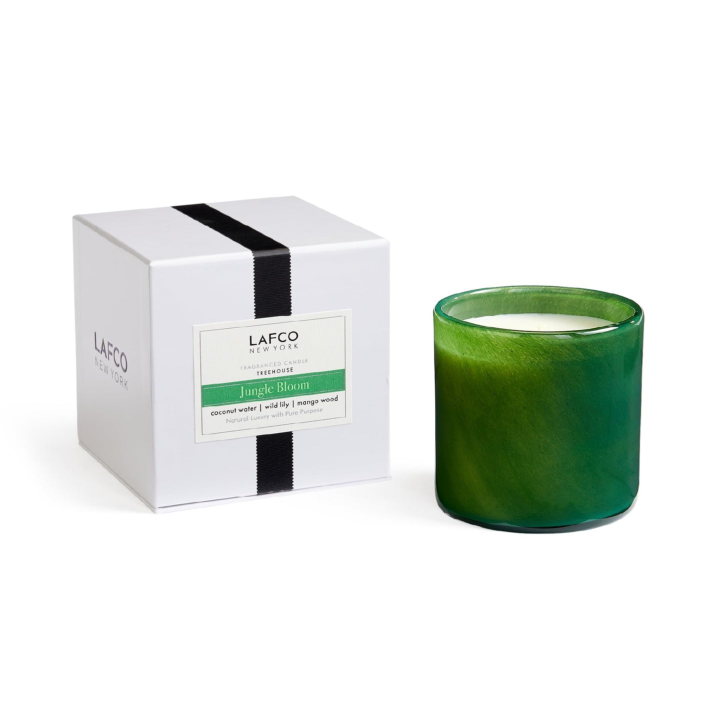LAFCO New York Signature Candle Jungle Bloom – 15.5 oz, 90-Hour Burn Time, Reusable Hand-Blown Glass Vessel, Made in USA