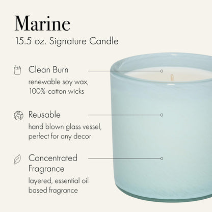 LAFCO New York Signature Candle Marine – 15.5 oz, 2-Pack, 90-Hour Burn Time, Hand-Blown Glass Vessel