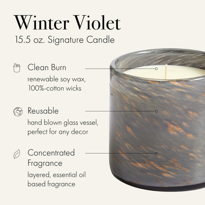 LAFCO New York Holiday Signature Candle – Winter Violet, 15.5 oz | 90-Hour Burn Time