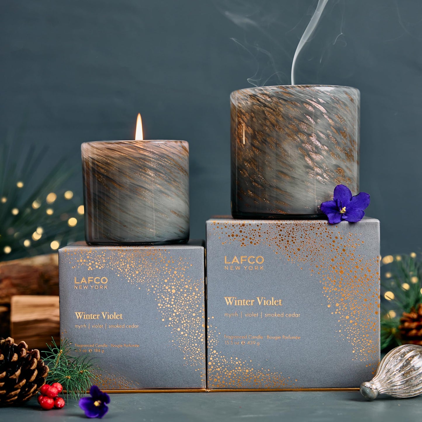 LAFCO New York Holiday Signature Candle – Winter Violet, 15.5 oz | 90-Hour Burn Time