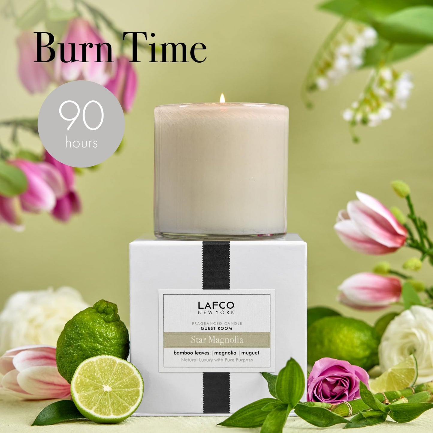 LAFCO New York Signature Candle Star Magnolia - 15.5 oz, 90-Hour Burn, USA Made