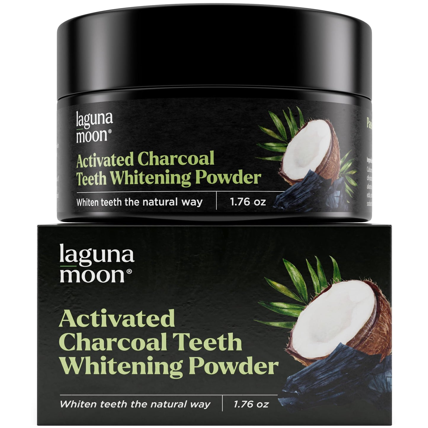 Lagunamoon Activated Charcoal Teeth Whitening Powder 50g – Coconut Charcoal, Safe for Gums