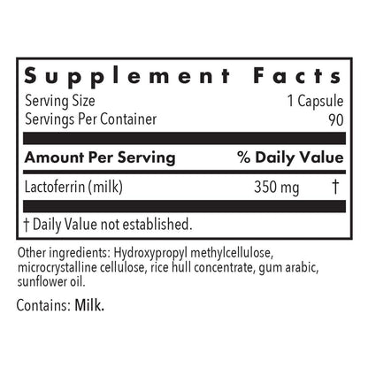 Allergy Research Group Laktoferrin Supplement - Lactoferrin 350mg, Bovine Colostrum, Immune Peptide, Iron, Vegicaps - 90 Count