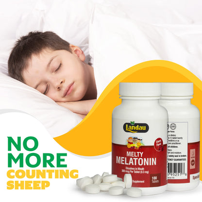 Landau Melty Melatonin 0.3mg (300mcg) Cherry – 250 Tablets | Made in USA, Kosher