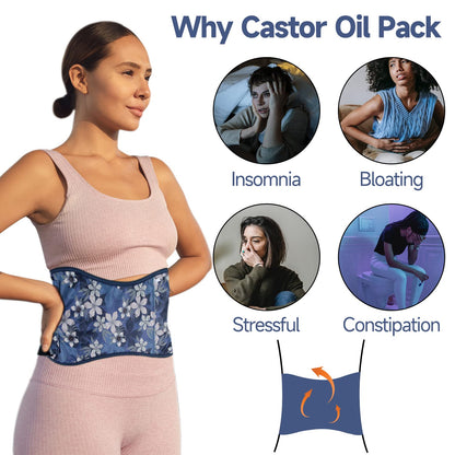 Langsprit Castor Oil Pack Wrap – Organic Cotton, Reusable Castor Oil Pads for Liver Detox