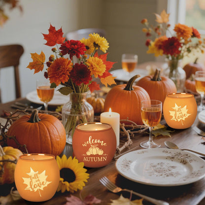 Lanpn Fall Scented Candles Gift Set 4 Pack | 16oz Soy Wax Jars