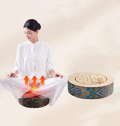 LANYANZI Smokeless Moxa Cone Burner Box – Wood Moxibustion Stool for Hips & Abdomen