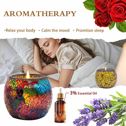 Larcenciel Mosaic Glass Scented Candles 4-Pack – Rose, Lavender, Coffee & Vanilla