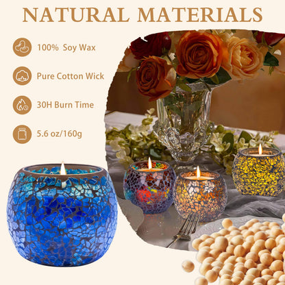 Larcenciel Mosaic Glass Scented Candles 4-Pack – Rose, Lavender, Coffee & Vanilla