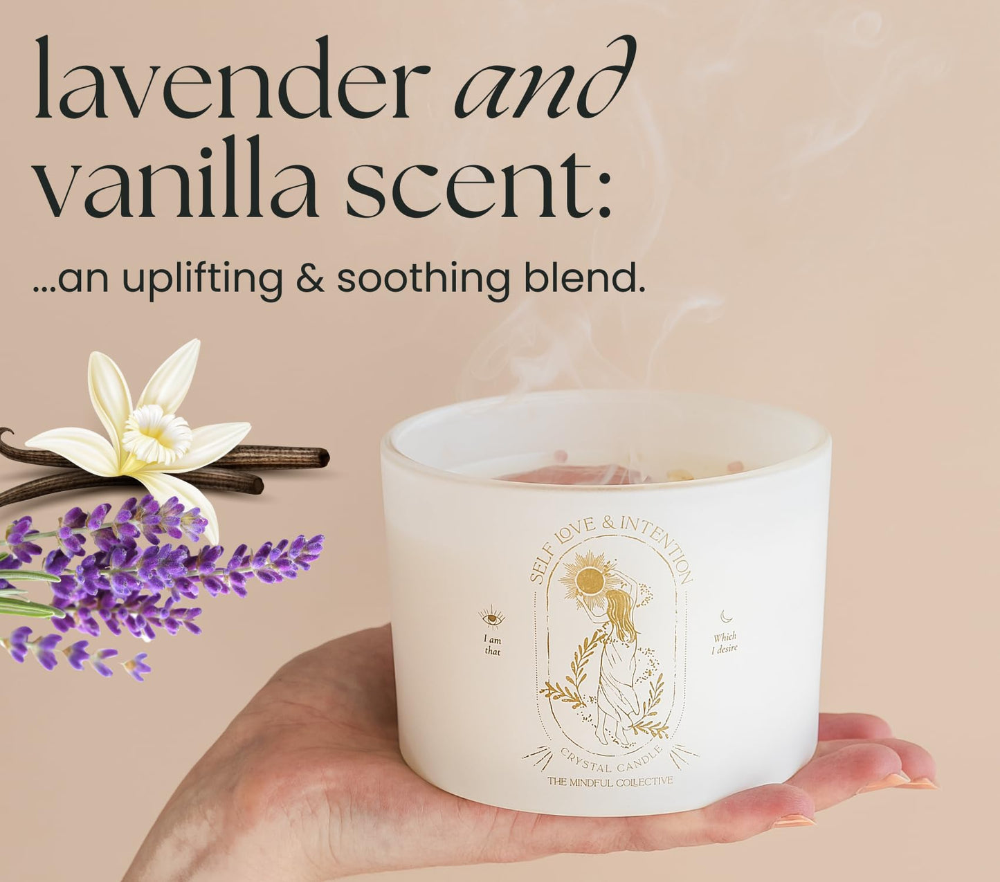 Large Crystal Candles for Women – 12oz Soy Wood Wick, Crackling Luxury Aromatherapy