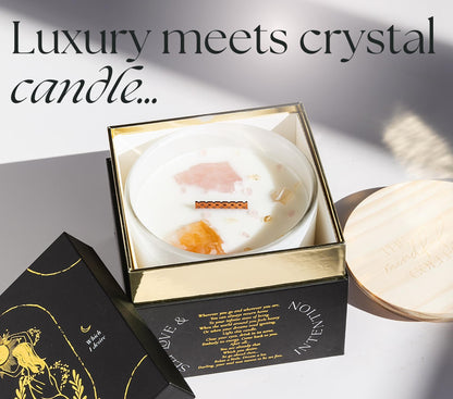 Large Crystal Candles for Women – 12oz Soy Wood Wick, Crackling Luxury Aromatherapy