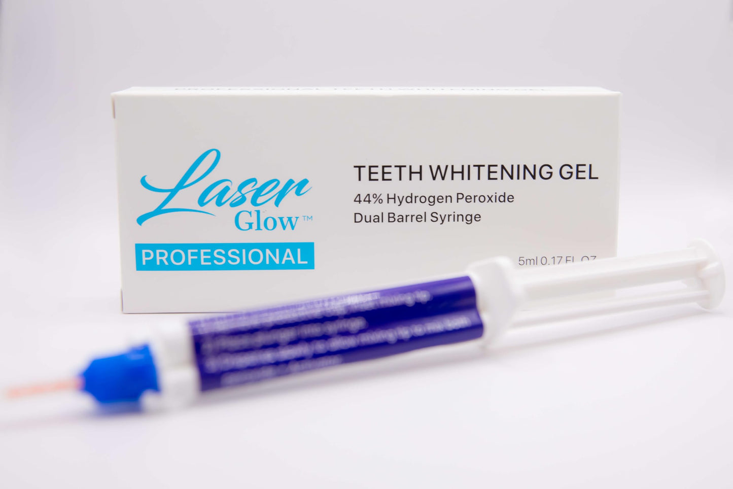 LaserGlow Professional Teeth Whitening Gel 44% Hydrogen Peroxide – Dual Barrel Syringe