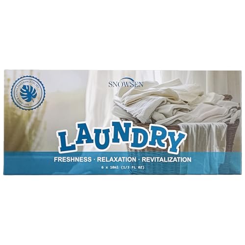 SNOWSEN Laundry Fragrance Oils Set – Diffuser Essential Oils (Cotton Clean, Lavender Field, Chamomile Bliss, Fresh Citrus, Peppermint Burst, Lemon Zest)
