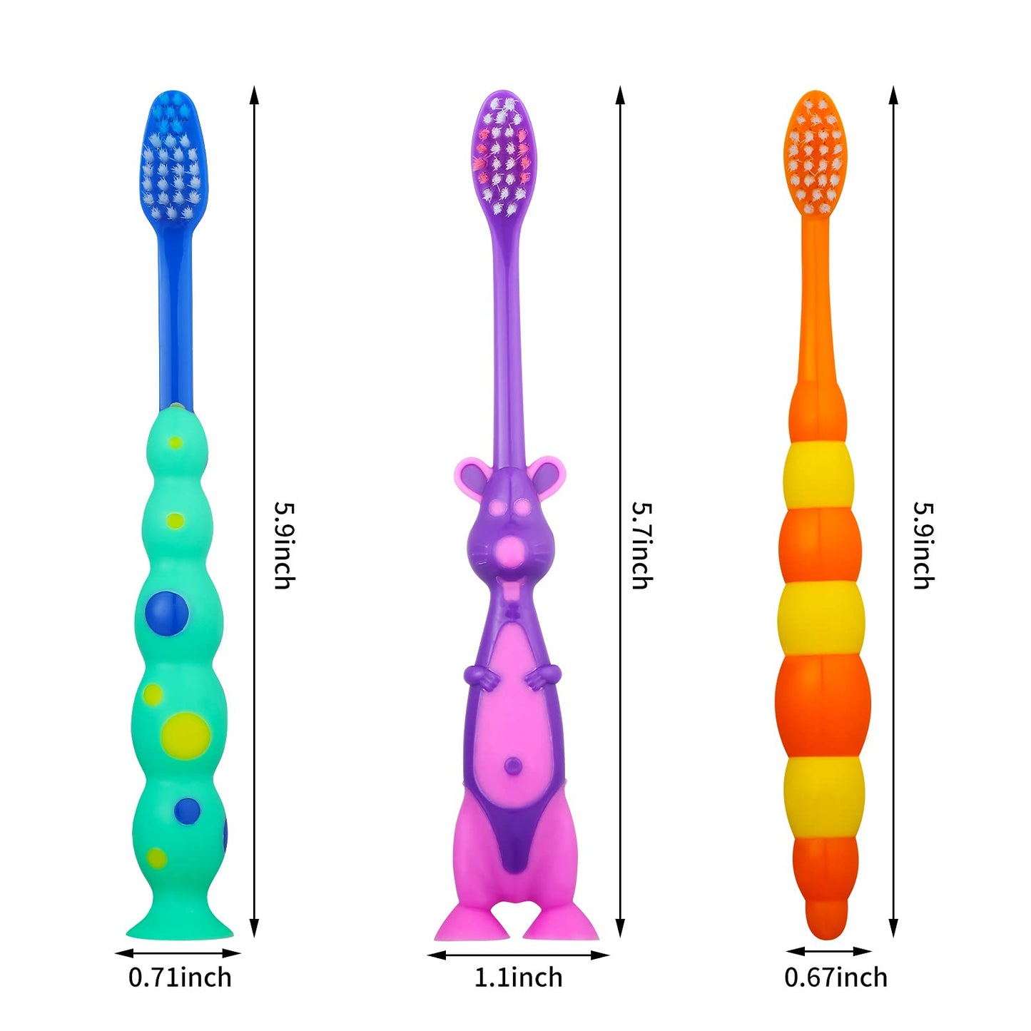 Lauwell 12-Piece Toddler Toothbrush Pack – Soft Bristles, Covers & Suction Cup