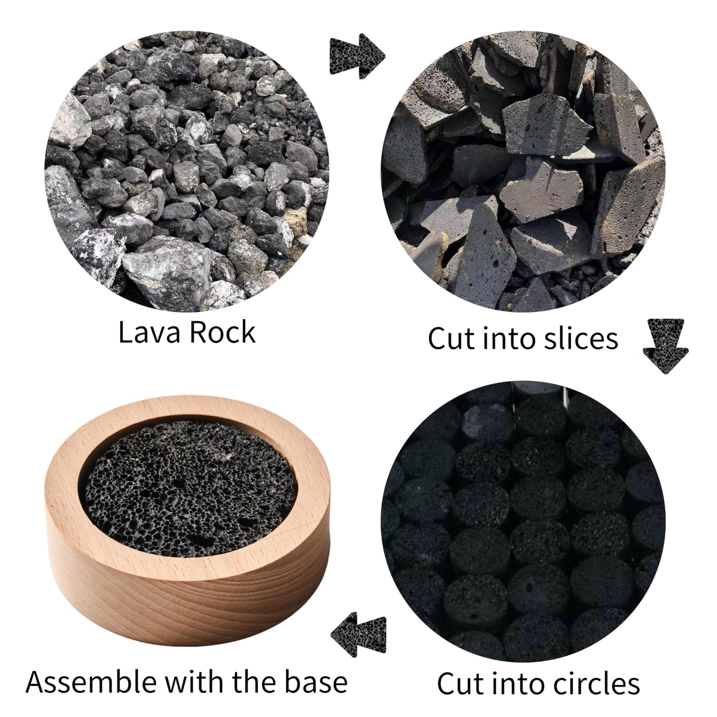 Small Passive Lava Rock Diffuser for Essential Oils — Desk, Office, Car