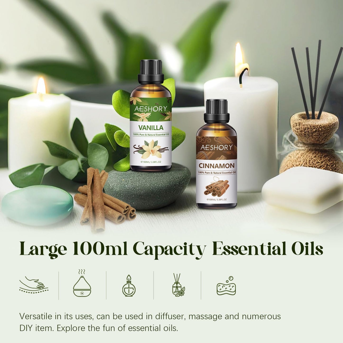 Lavender Essential Oil 3.38 fl oz (100 ml) | Aromatherapy Diffuser & Massage Oil
