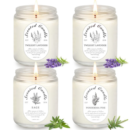 Lavender Candle Gift Set 4-Pack | Soy Wax Aromatherapy Candles for Relaxation & Christmas Gifts