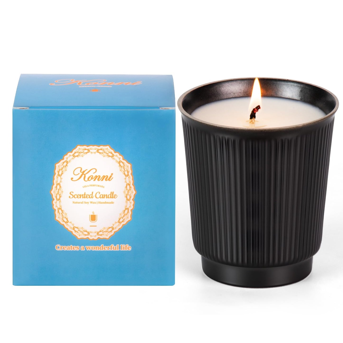 Lavender Scented Candle - 8oz White Soy, Non-Toxic Aromatherapy Jar