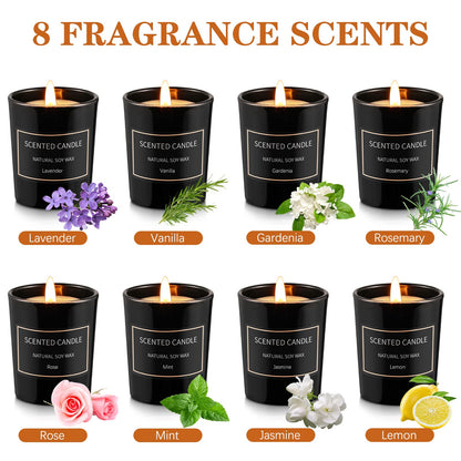 8 Pack Soy Wax Candles Gift Set – Aromatherapy Jar Candles (3.5oz)