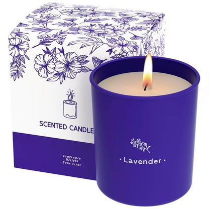 Lavender Soy Wax Candle, 8 oz, Purple Jar – 45-Hour Burn | Gift for Her