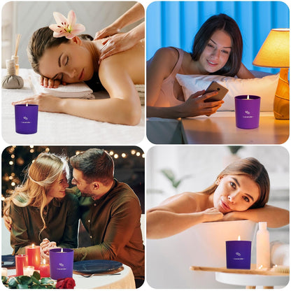 Lavender Soy Wax Candle, 8 oz, Purple Jar – 45-Hour Burn | Gift for Her