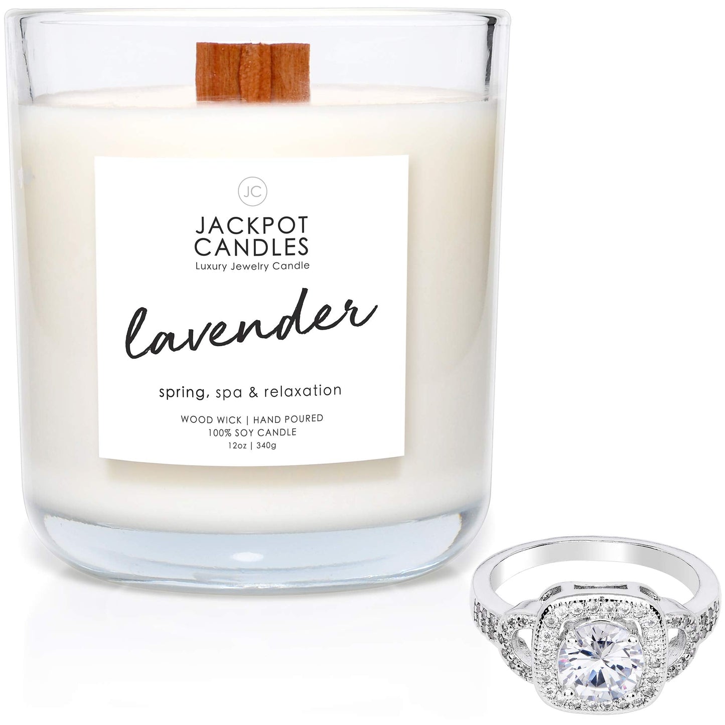 Lavender Candle with Ring Inside – Surprise Jewelry (Ring Size 7) | Made in USA