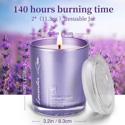 Lavender Candles 2-Pack - 23oz Large Jar Aromatherapy Gift