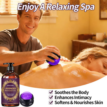Massage Oil for Therapy - 3-Pack Gift Set with Ginger, Arnica & Lavender