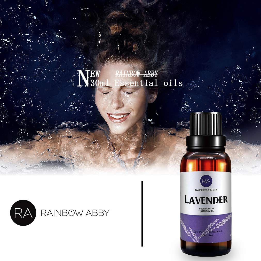 Lavender Essential Oil (30ML) - 100% Pure, Natural & Organic - Diffuser, Massage, Skin Care | Rainbow Abby