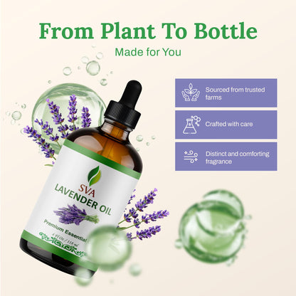 SVA Lavender Essential Oil 4oz - 100% Natural | Diffuser & Aromatherapy