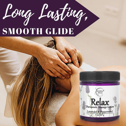 Relax Therapeutic Massage Lotion – All Natural with Lavender & Peppermint Oils | Brookethorne Naturals 8oz