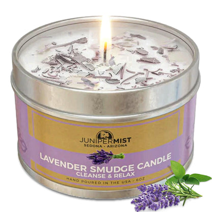 Lavender Sage Smudge Candle (6oz) - Energy Cleansing, Protection, USA Made